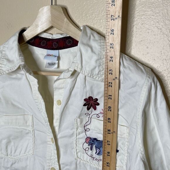 Disney Vintagr Button-Up Shirt Womens Large Eeyore Embroidered Long sleeve - Picture 7 of 9